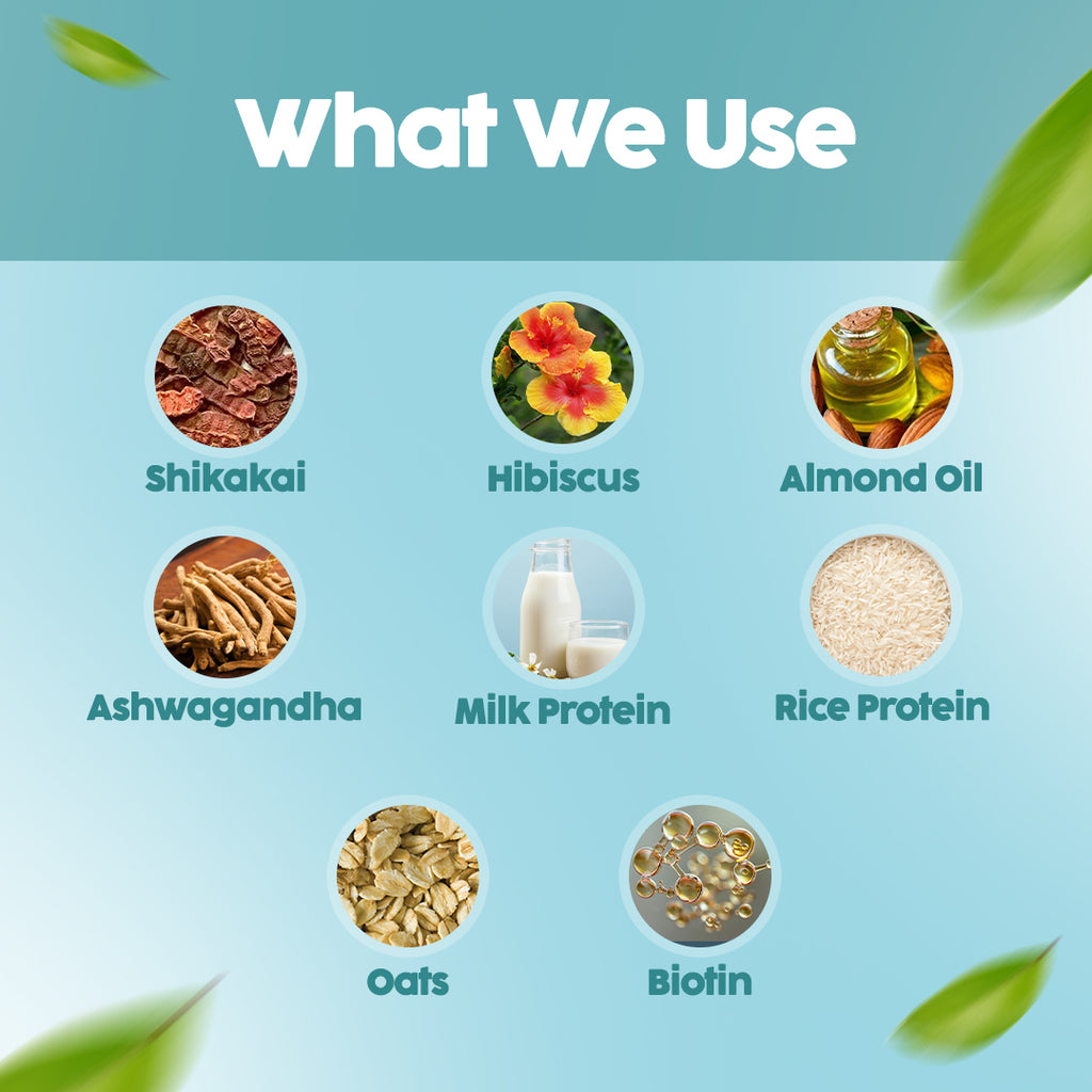 Natural ingredients like Hibiscus, Shikakai, Almond Oil in Omumsie Kids Shampoo