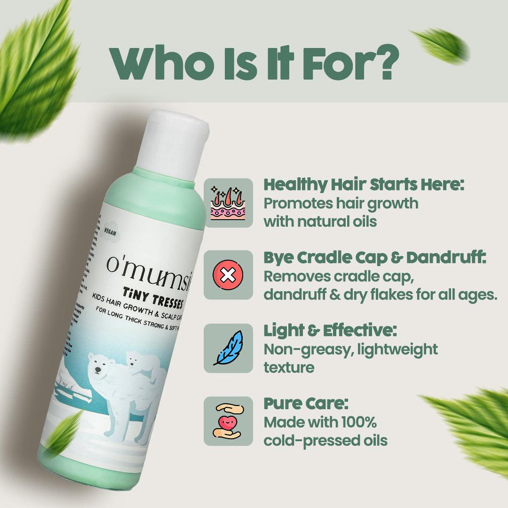 Natural baby hair oil with coconut, argan, and castor oil for healthy growth.
